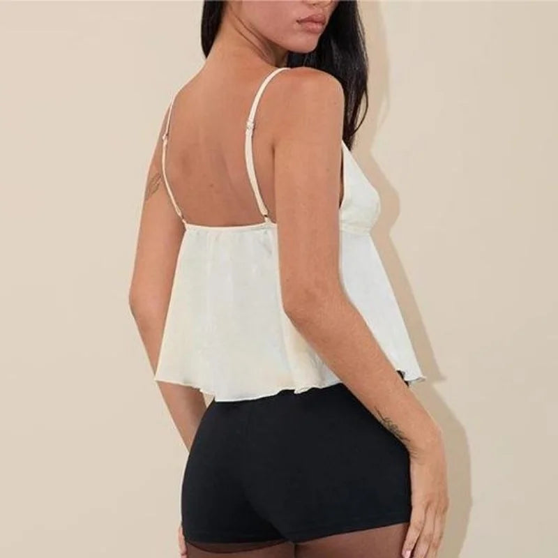 Women’s Crop Top Floral Satin Tank