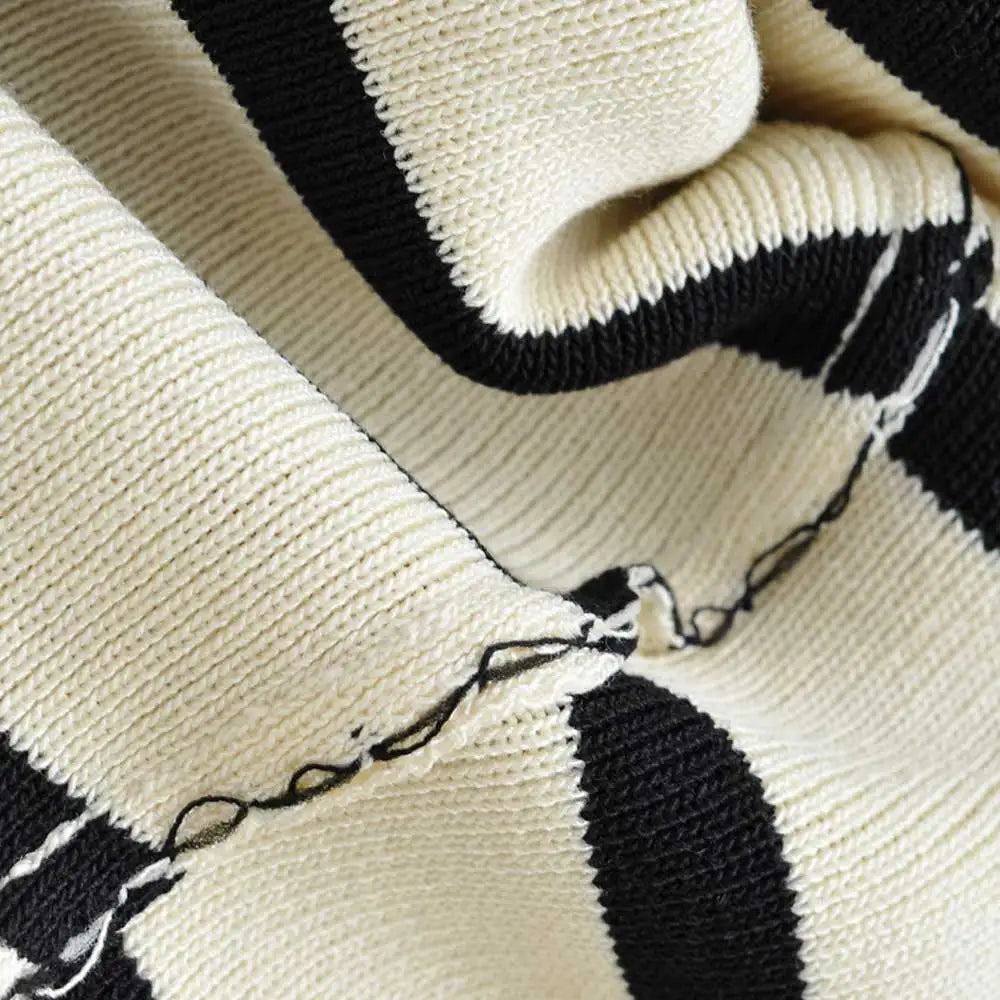 Women Fashion Striped Basic Cropped Knit Sweater