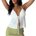 Summer Cami Top Bowknot Lace-Up Sleeveless Cropped Vest Elegant - Norellé
