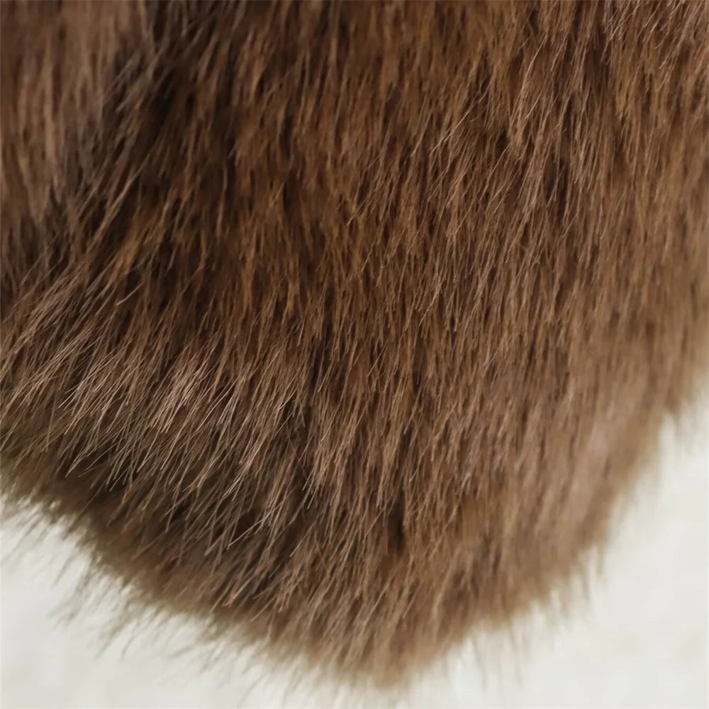 Loose Lapel Button Embellished Brown Long Sleeved Jacket for Women’s