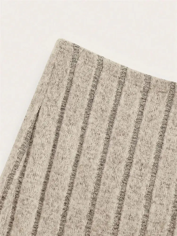 Casual Ribbed Knit Pencil Skirt Women