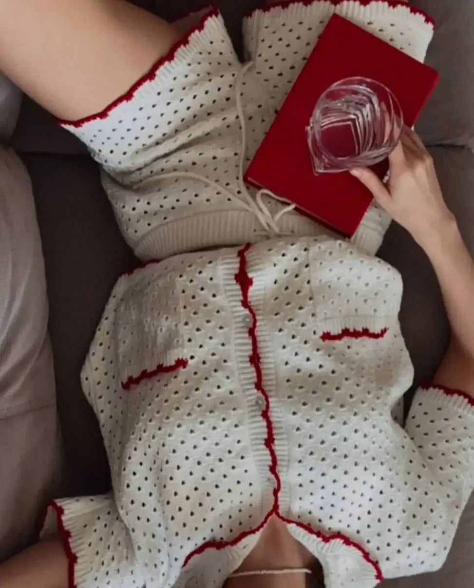 Knitted Suit Women’s Casual Short Sleeve T shirt Set