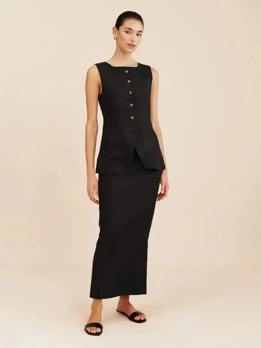 Women’s Sleeveless Vest High Waisted Skirt 2-Piece Set