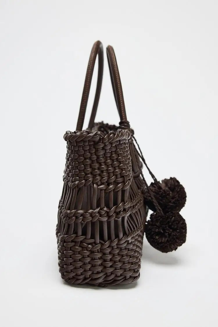 Braided Handbag Tote Bag With String