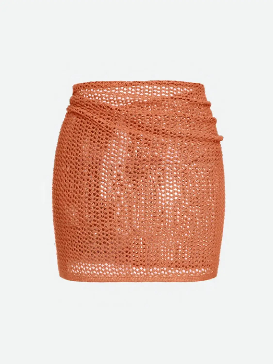 Women’s Knitted Short Skirt with Hollow Straps and Slit Beach Cover Up