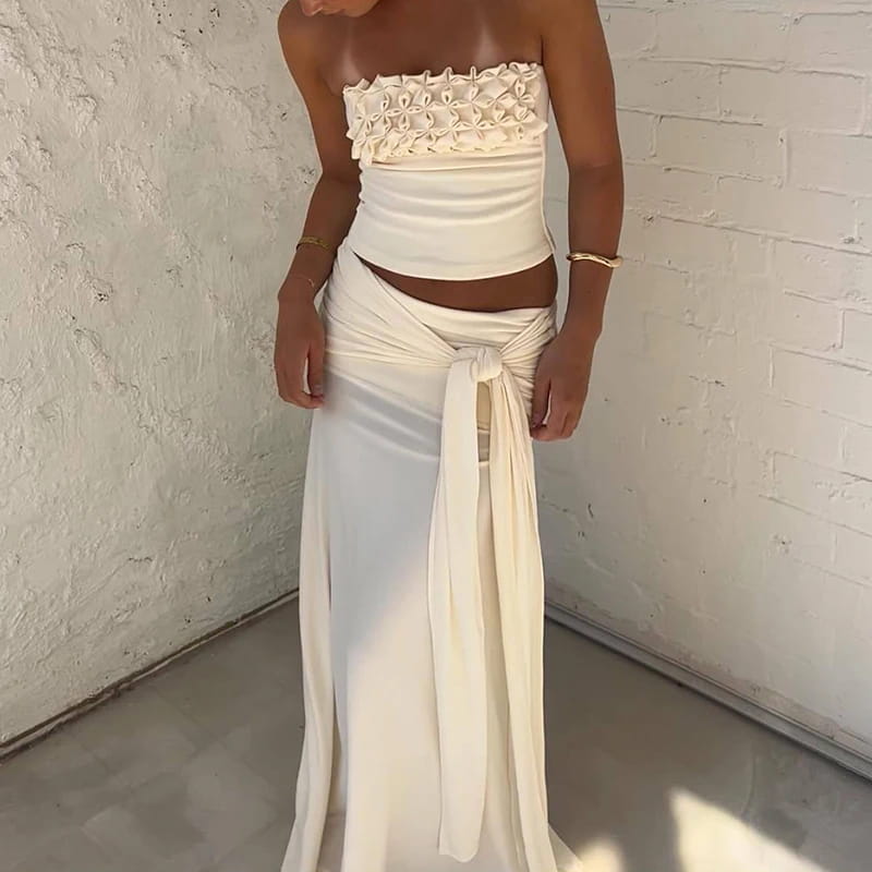 Lace High Street Half Dress Floral Camisole&Wrap Hips Skirts Sets