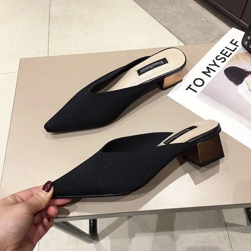 Pointed Toe With Heel Woman Slippers Shoes for Women