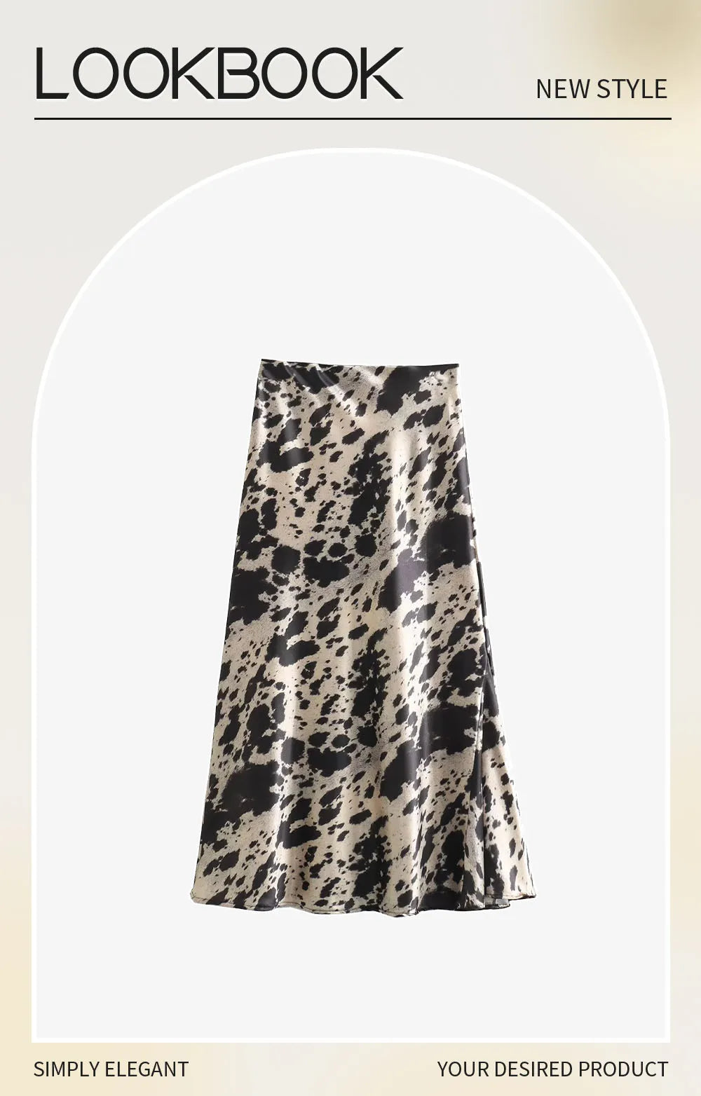 Women’s Animal Pattern Printed Silk Satin Midi Skirt