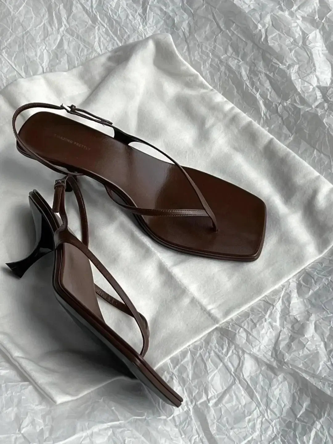 Retro Square Toe Clip Sandals