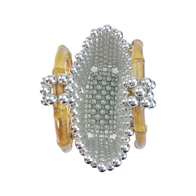 Round Bamboo Handle Handbag and Purse