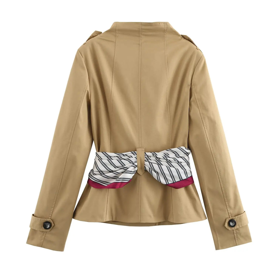 Women's Retro Double Breasted Printed Thin Scarf Short Windbreaker