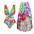 Women's Colorful Print Deep V One Piece Bikini Set - Norellé