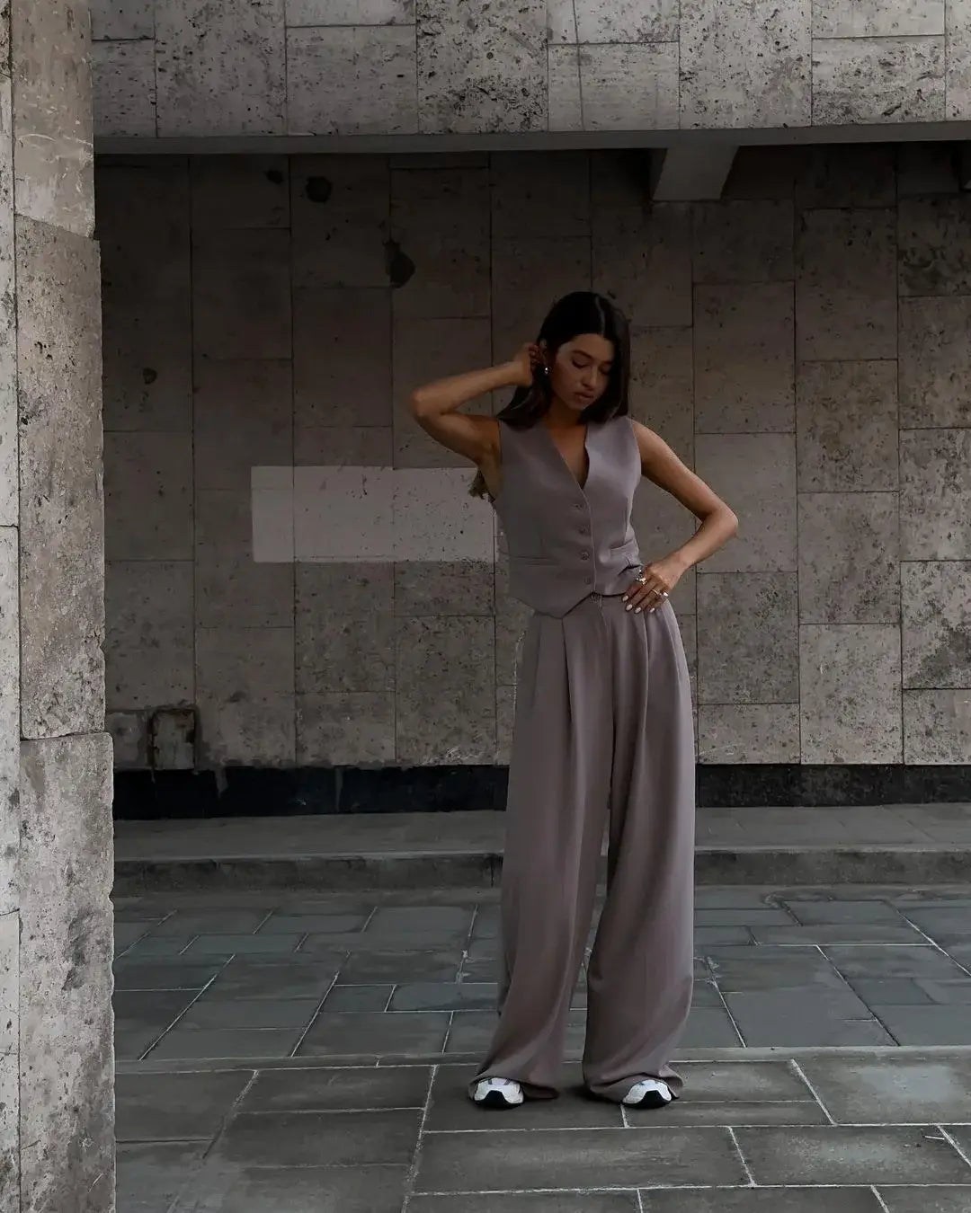 Casual Sleeveless Suit Set