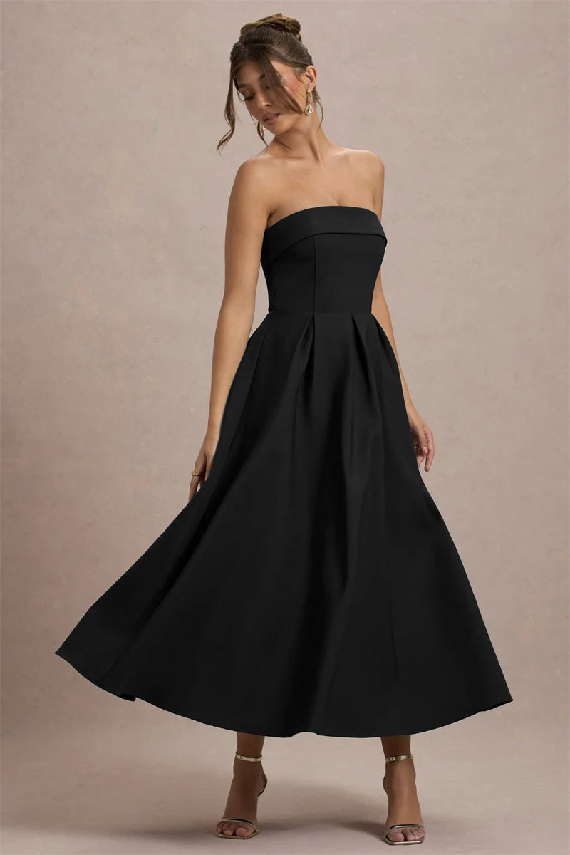 Off-shoulder Strapless Midi Dress Women