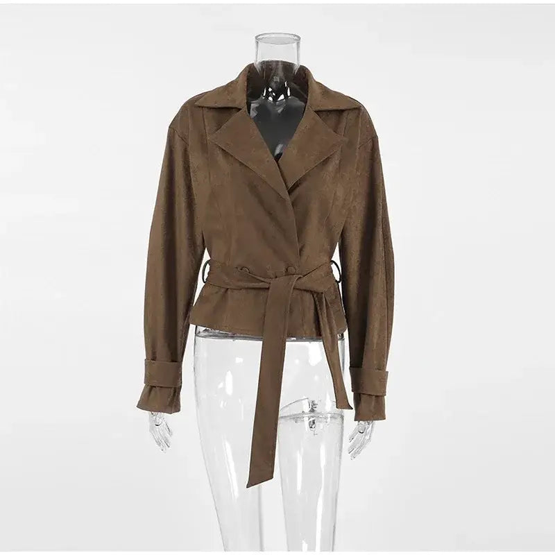 Brown Suede Leather Jackets Women