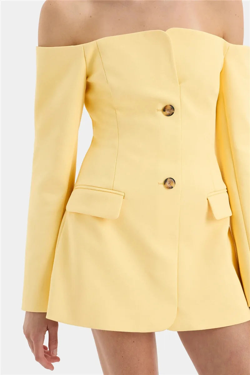 Off-shoulder Strapless Blazer Dress For Women