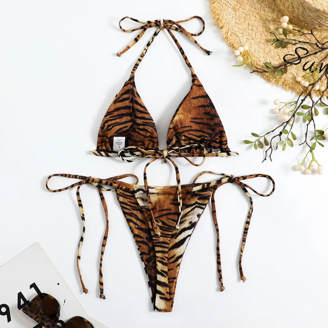 Tiger Stripes String Bikinis Swimsuits Women's - Norellé