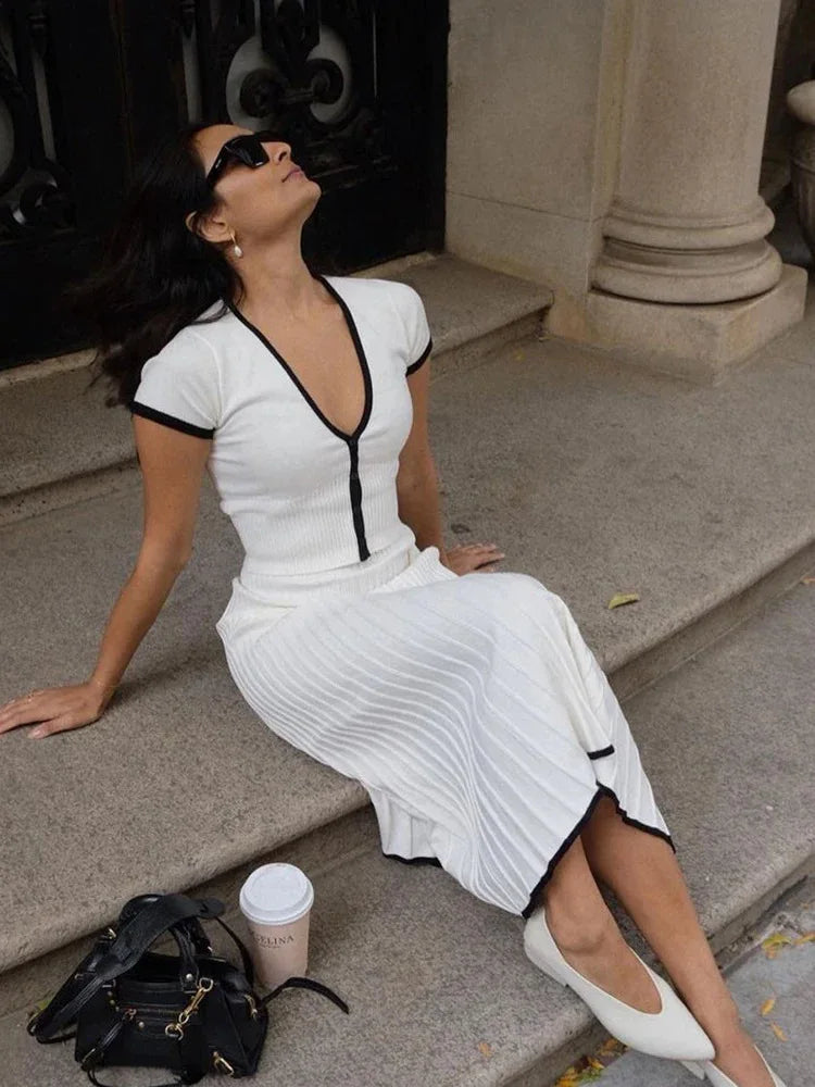 Knit Set Breathable Women Two Pcs Sets