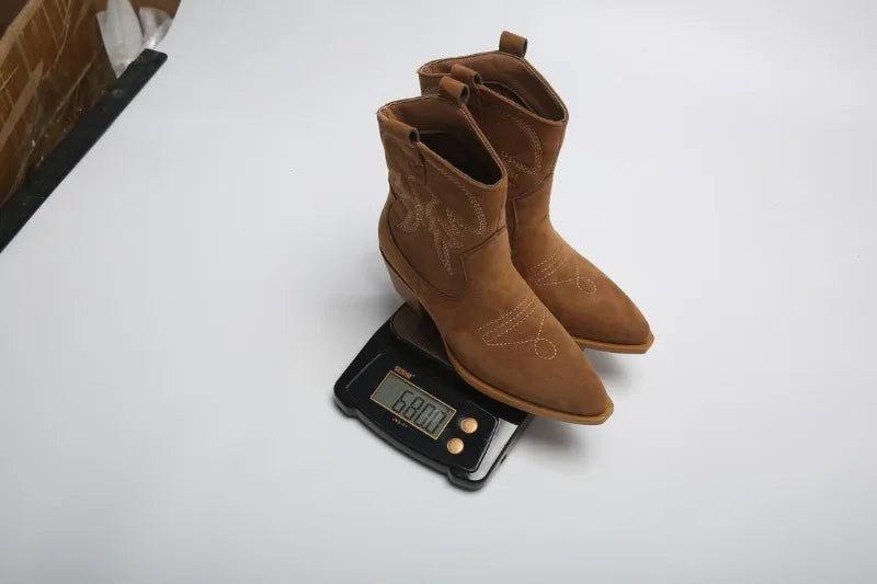 Cowboy Western Retro Women Boots Leather Handmade