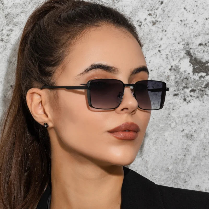 Vintage Women Square Metal Sunglasses