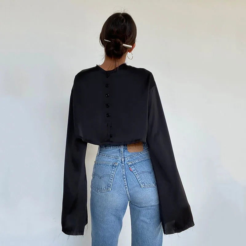 Lace Up Mini Skirt Set For Women V Neck Long Sleeve Button Top High Waist