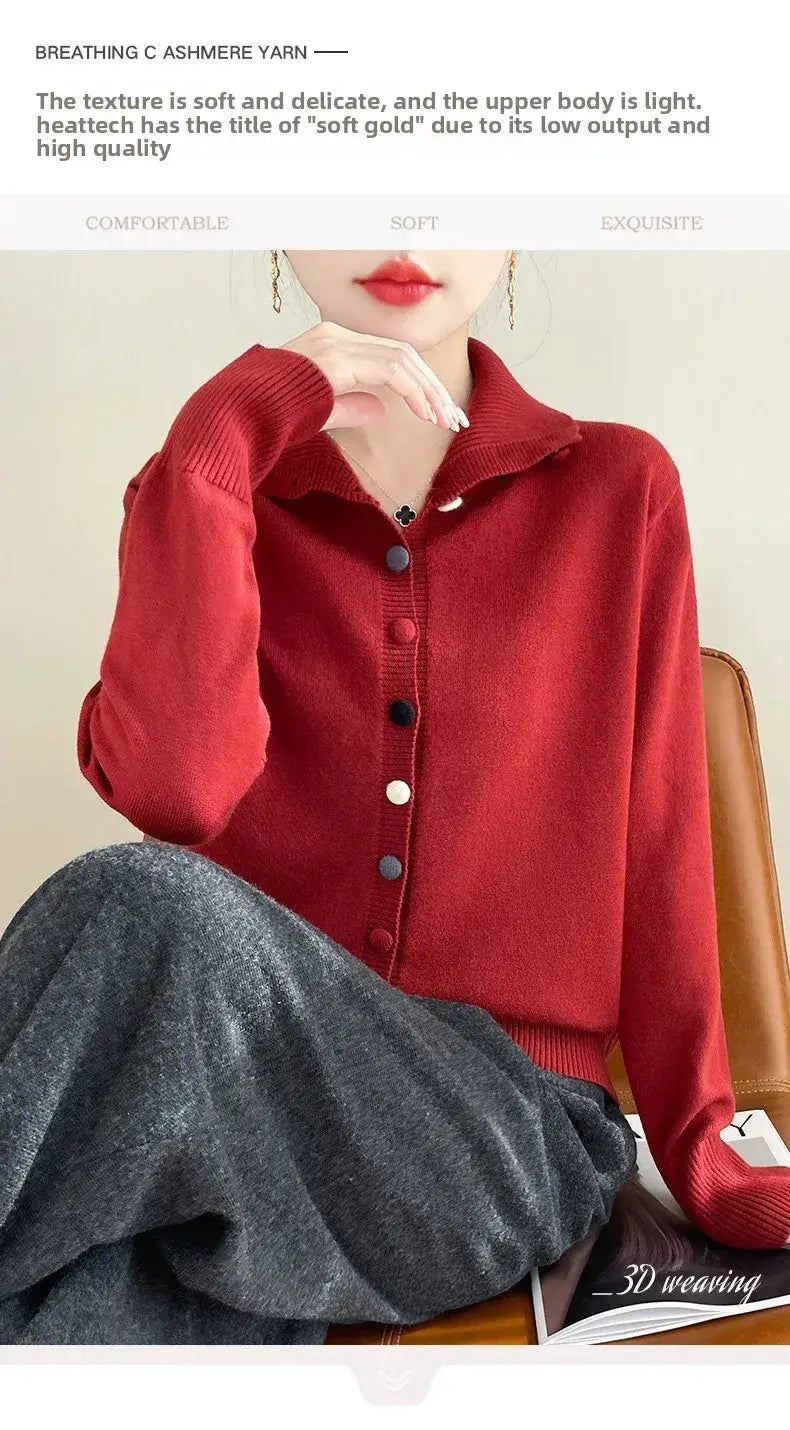 High Neck Knitted Sweater Cardigan Women’s