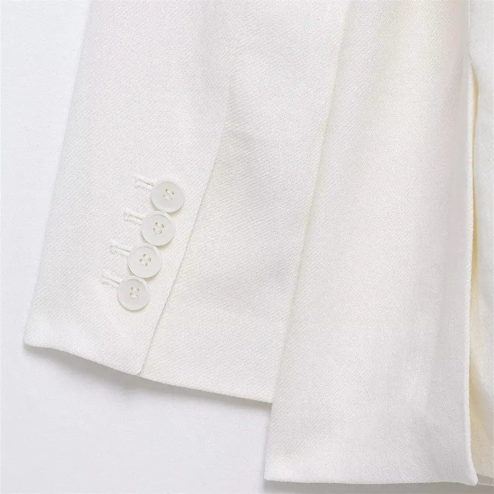 Women’s Casual Retro Linen Blend Suit Jacket&Pants Set