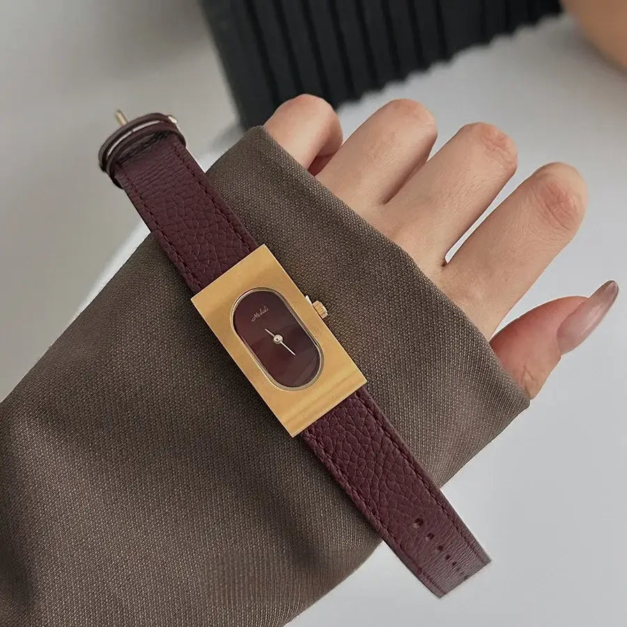 Genuine Leather Women’s Red Retro Watch