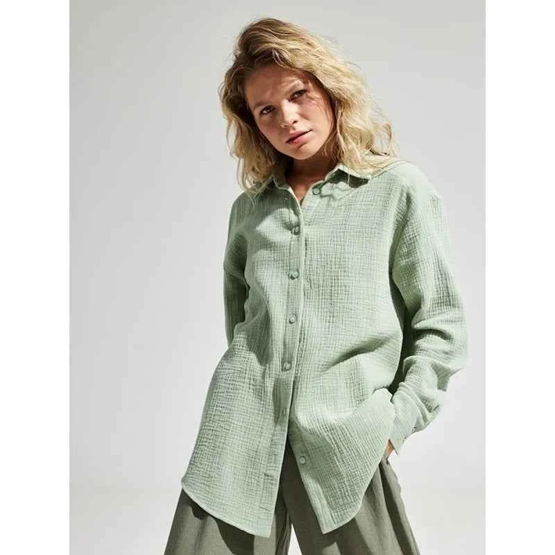 100% Cotton Solid White Shirt For Women