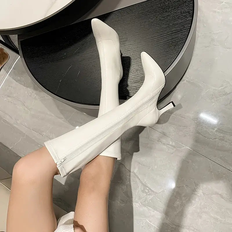 Women Pointed Toe High Heels Long Boots
