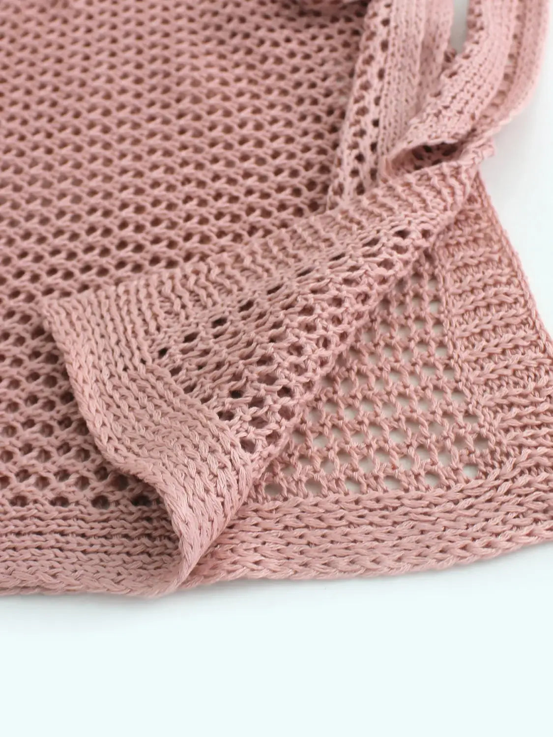 Women’s Knitted Short Skirt with Hollow Straps and Slit Beach Cover Up