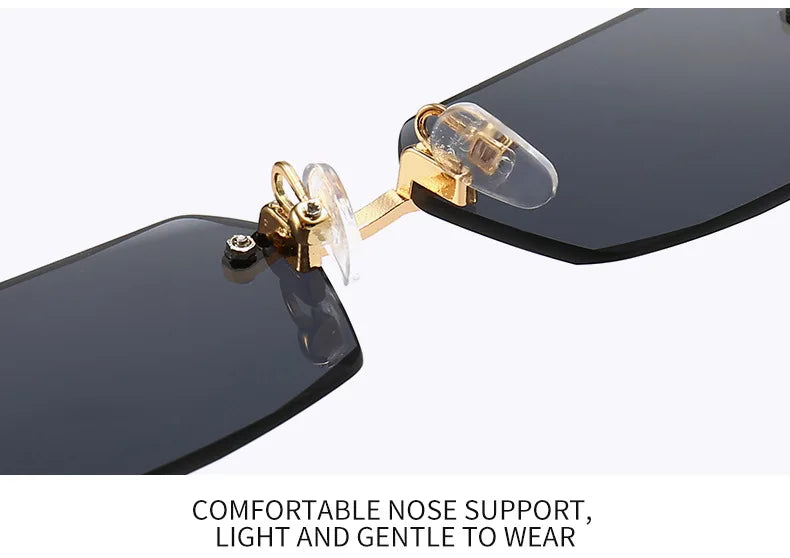 Rimless Sunglasses Rectangle Women