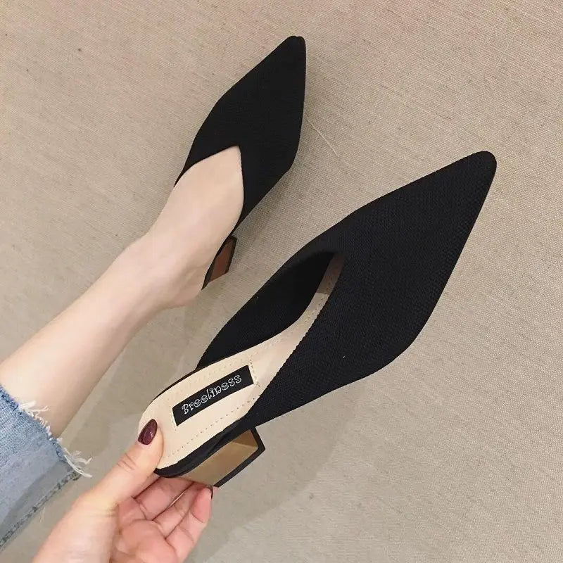 Pointed Toe With Heel Woman Slippers Shoes for Women