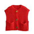 Crop Sweater Women Vest Solid Loose Casual Sweater Vest - Norellé