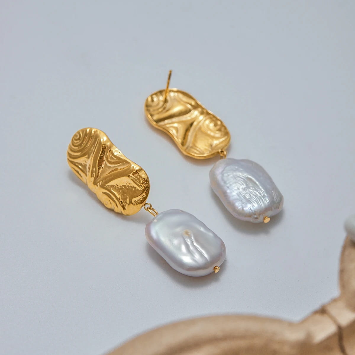 Stainless Steel Freshwater Pearl Pendant Earrings