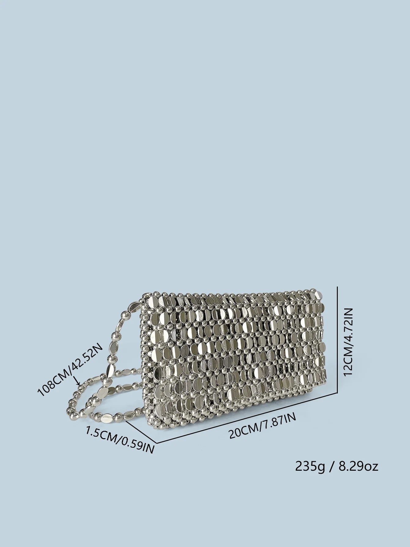 Summer Retro Silver Hollow Design Handmade Beaded Flip Phone Bag