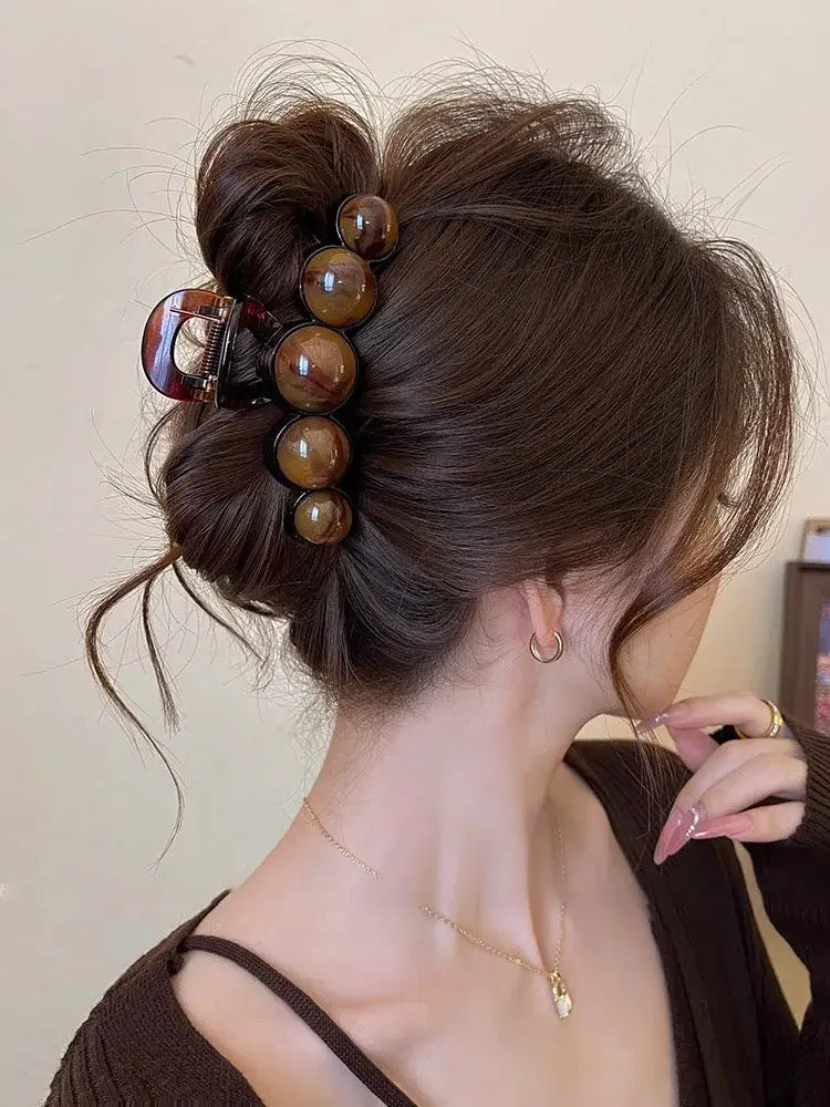 Retro Gradient Beaded Hair Claw
