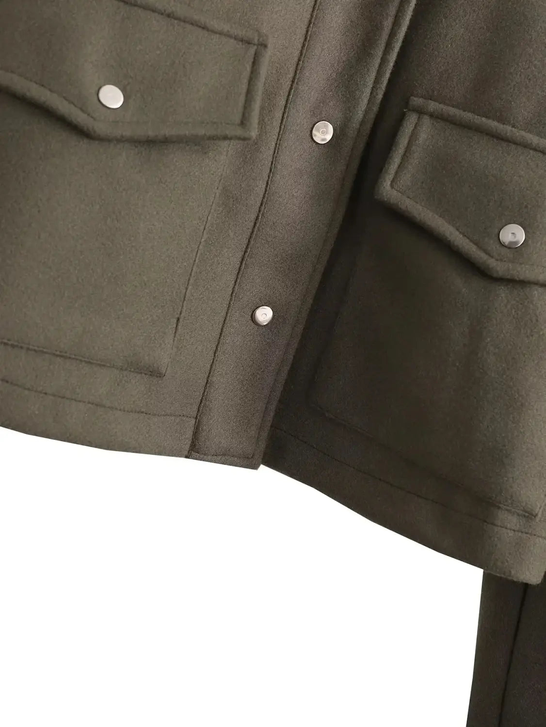 Solid Front Pockets Button Long Sleeve Jacket