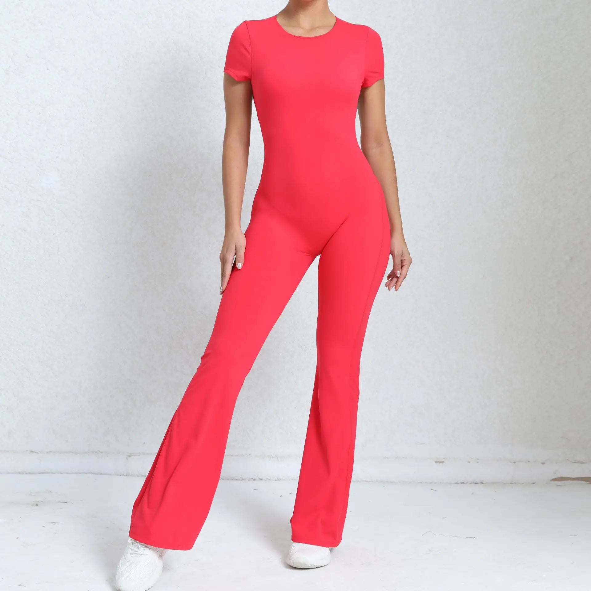 Women Sports Flared Pants Fitness Rompers Stretch Workout Bodysuits Jumpsuit