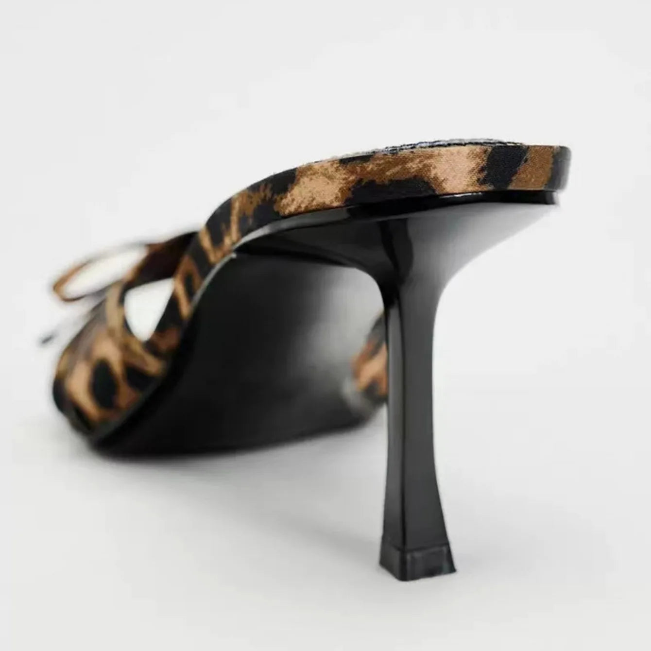 High Quality Women Shoes Bow Knot Leopard Print Heel
