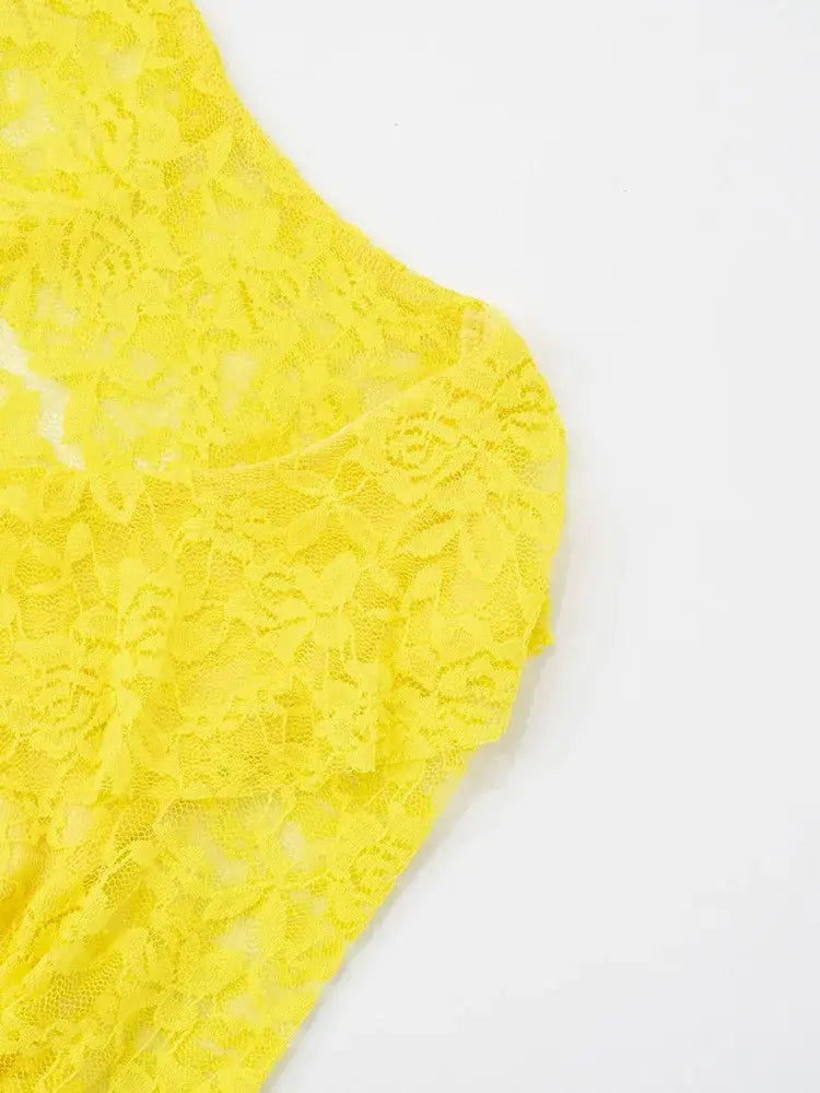 Lace Ruffled Streamer Dress For Women