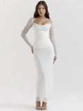 Elegant Sheer Long Sleeve Maxi Dress For Women - Norellé