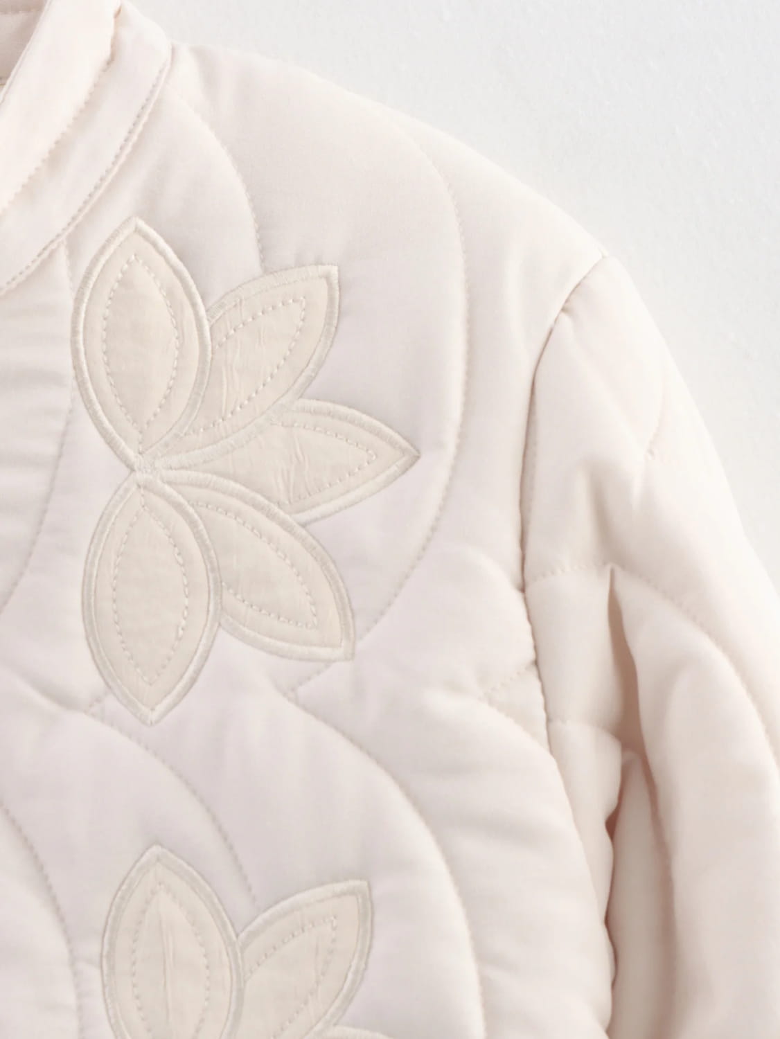 Women Floral Embroidery Quilted Jacket Coat