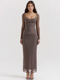 Elegant Sheer Long Sleeve Maxi Dress For Women - Norellé