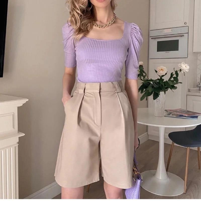 Women’s Shorts Cotton High Waist Casual