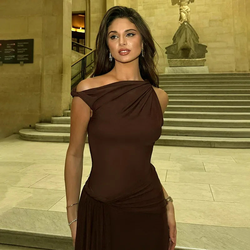 Off-shoulder Pleated Maxi Dress Women’s