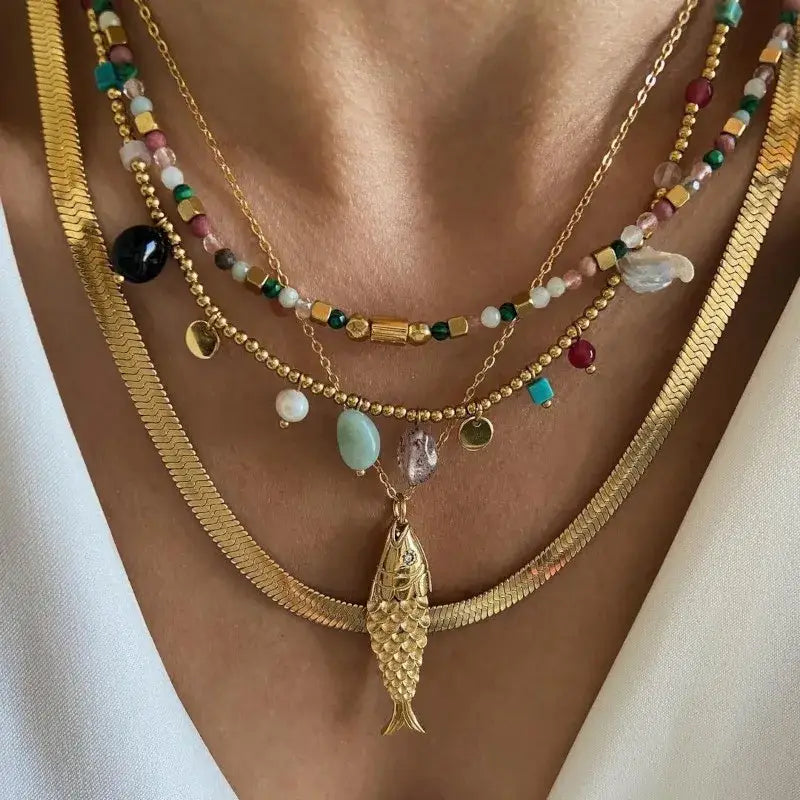 Stainless Steel Carp Pendant Necklace