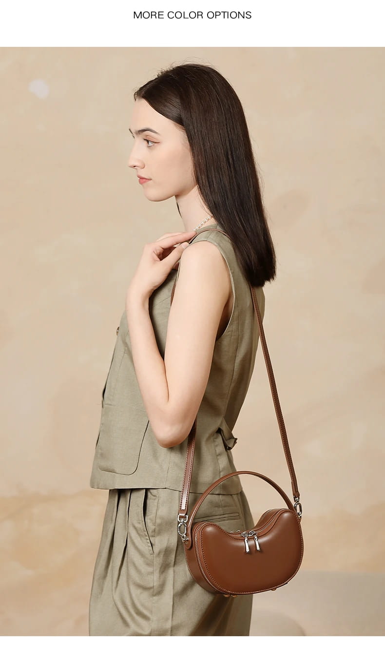Vintage Genuine Leather Crescent Small Shoulder Crossbody Bags For Women