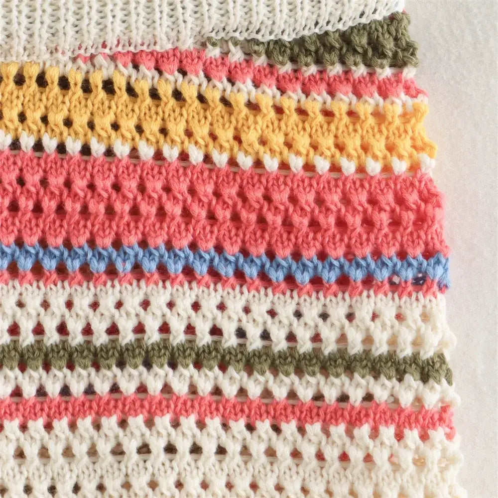 Women’s Casual Stripe Printed Short Sleeve Flip Collar Cardigan Shorts Set