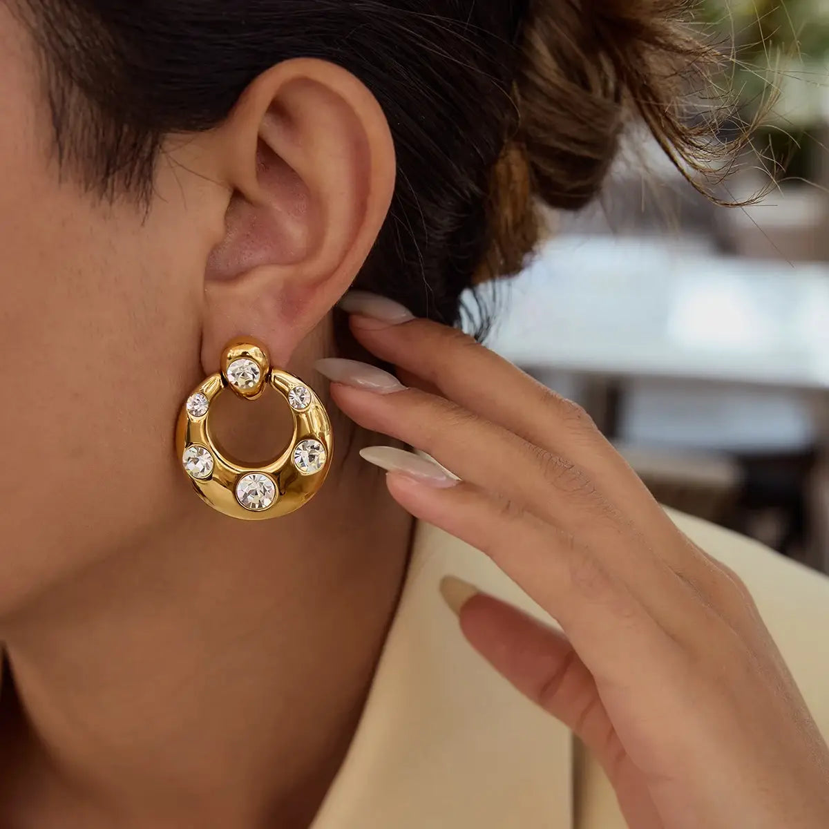 Fashion Zircon Large Earrings